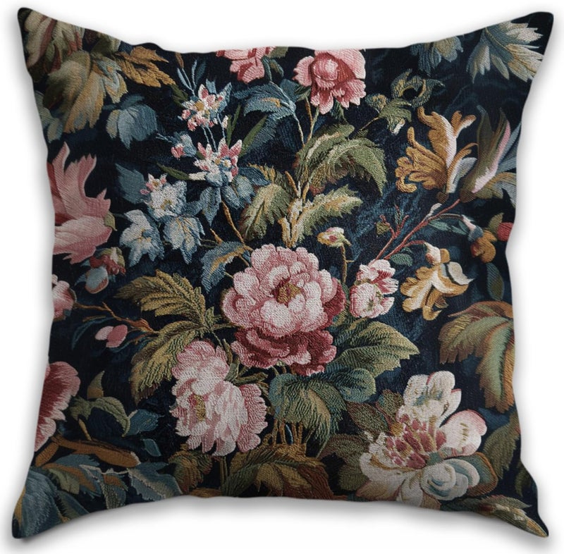 RBAFAO Vintage Floral Throw Pillow Covers, Vintage Flower Pattern Double Sided Cushion Cover, Indoor and Outdoor Home Art Decor Pillowcase for Sofa or Bedroom Decor 18x18inches (Pink Flower, 18x18inches) - Image 1